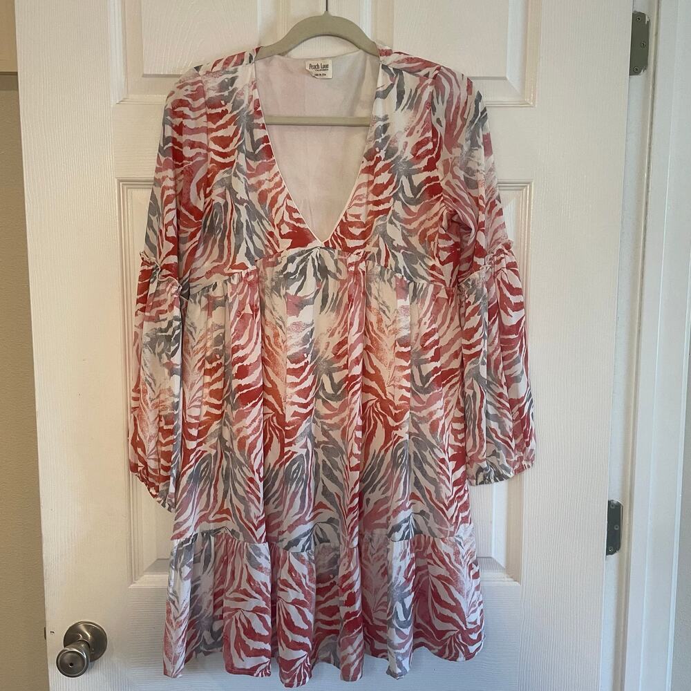 Peach Love‎ California Tropical Flowy Dress Womens Small